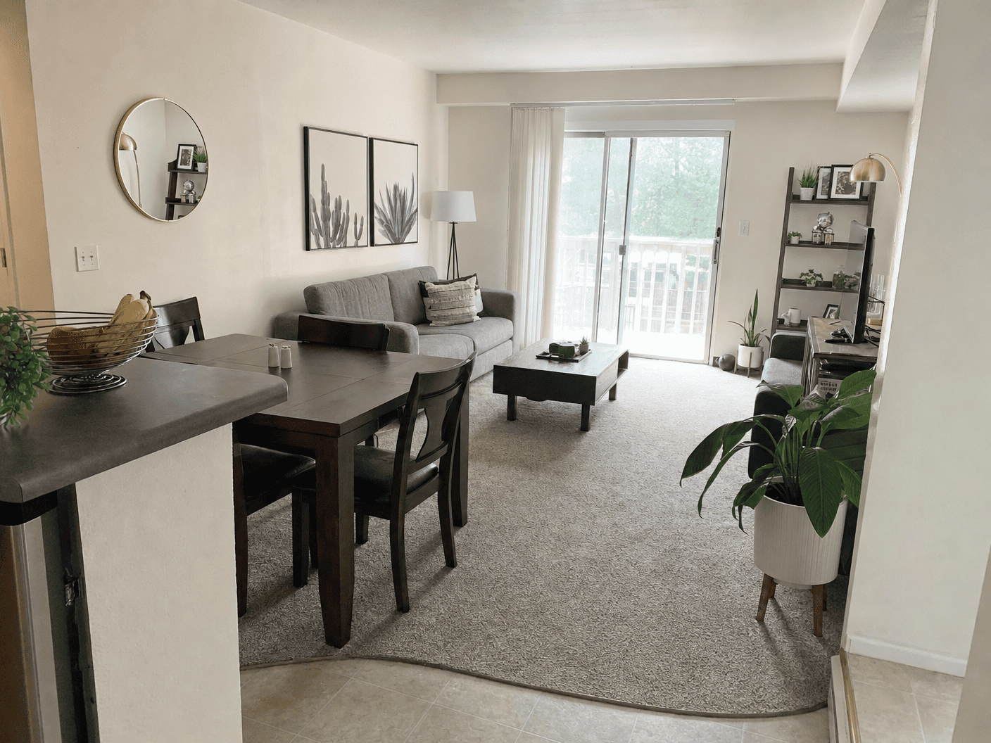 Apartment living and dining space, tidy and clean
