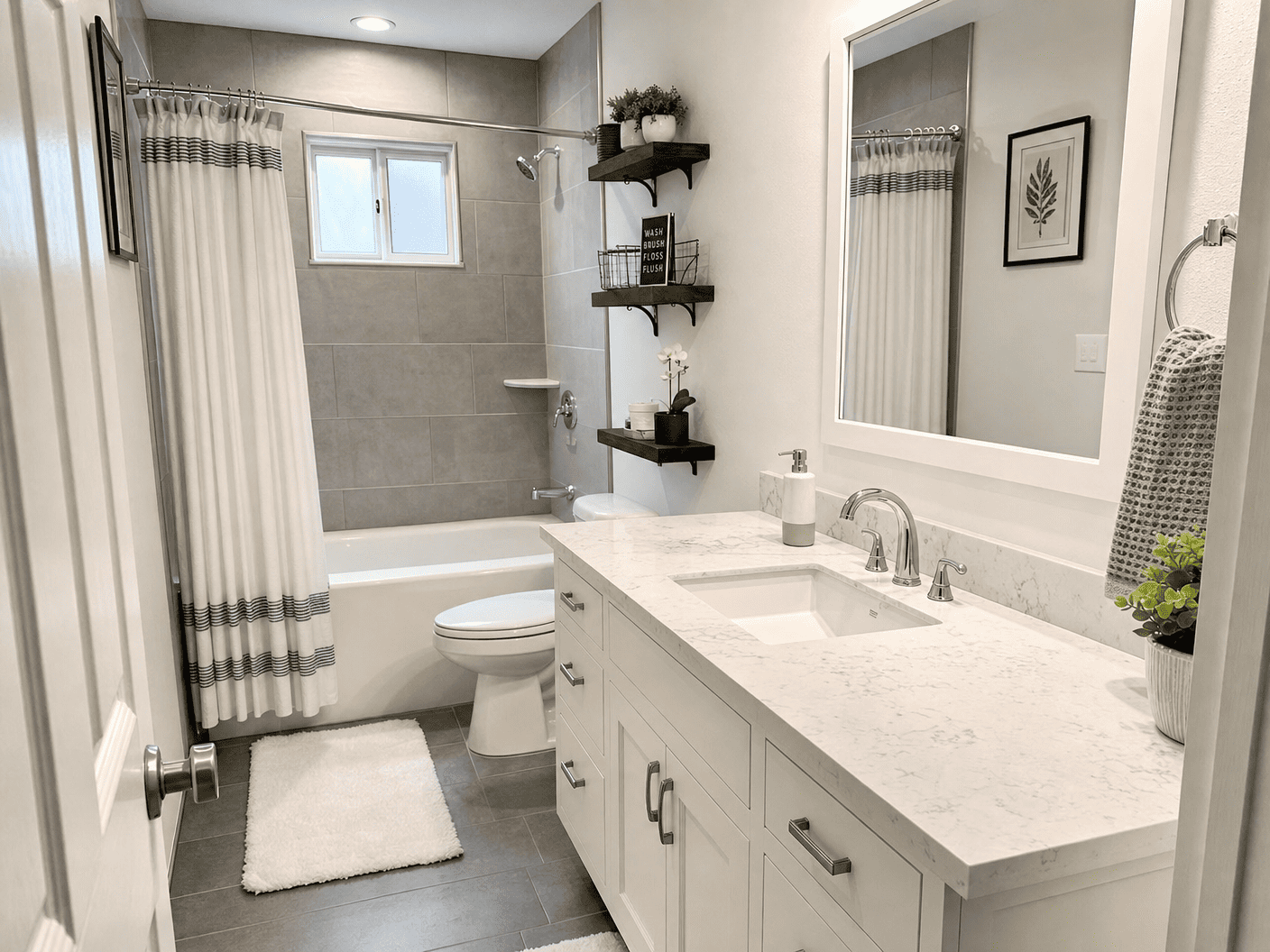 Elegant bathroom with marble vanity